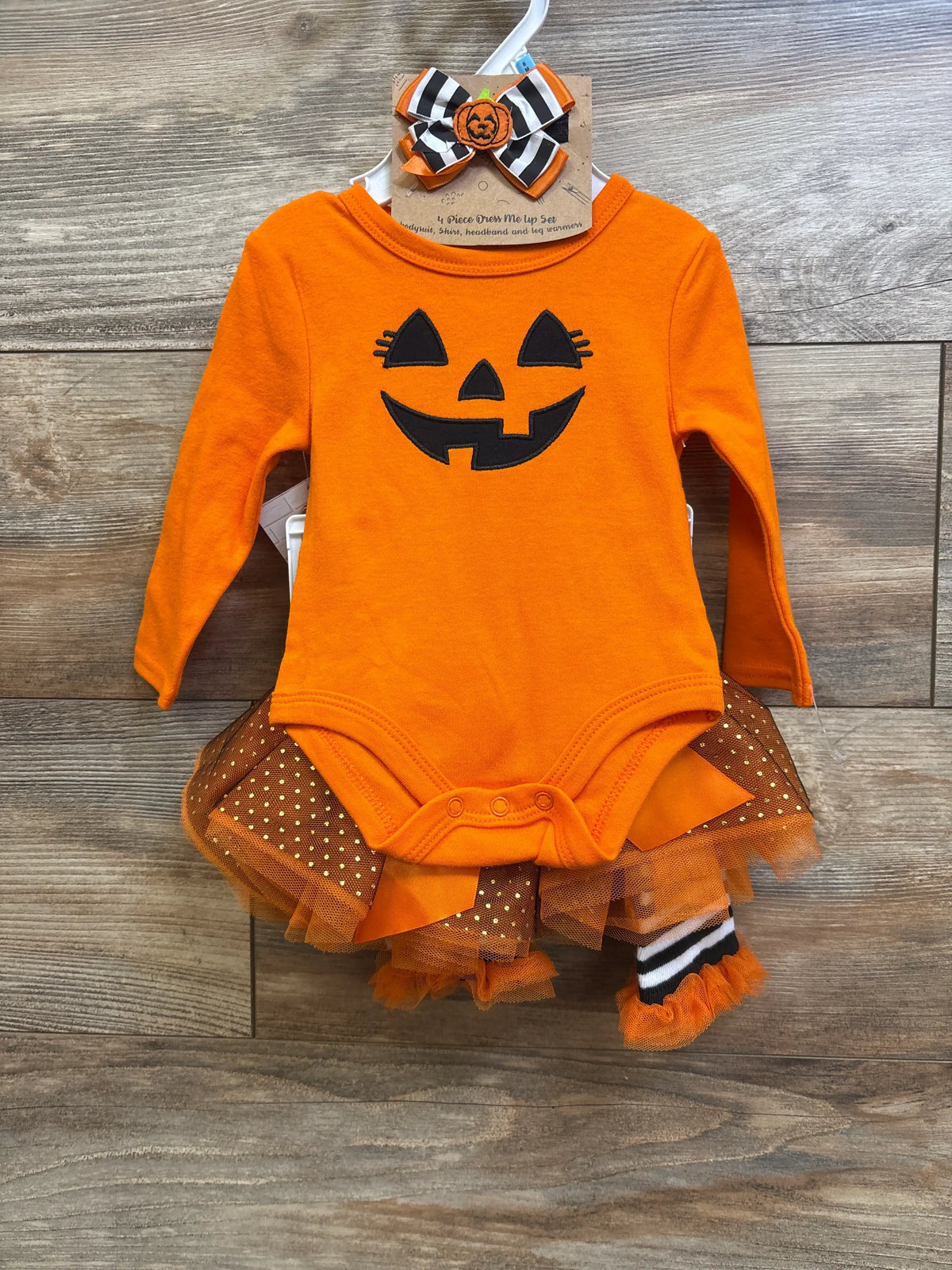 NEW Baby Essentials 4pc Halloween Tutu Layette Set Orange sz 6m
