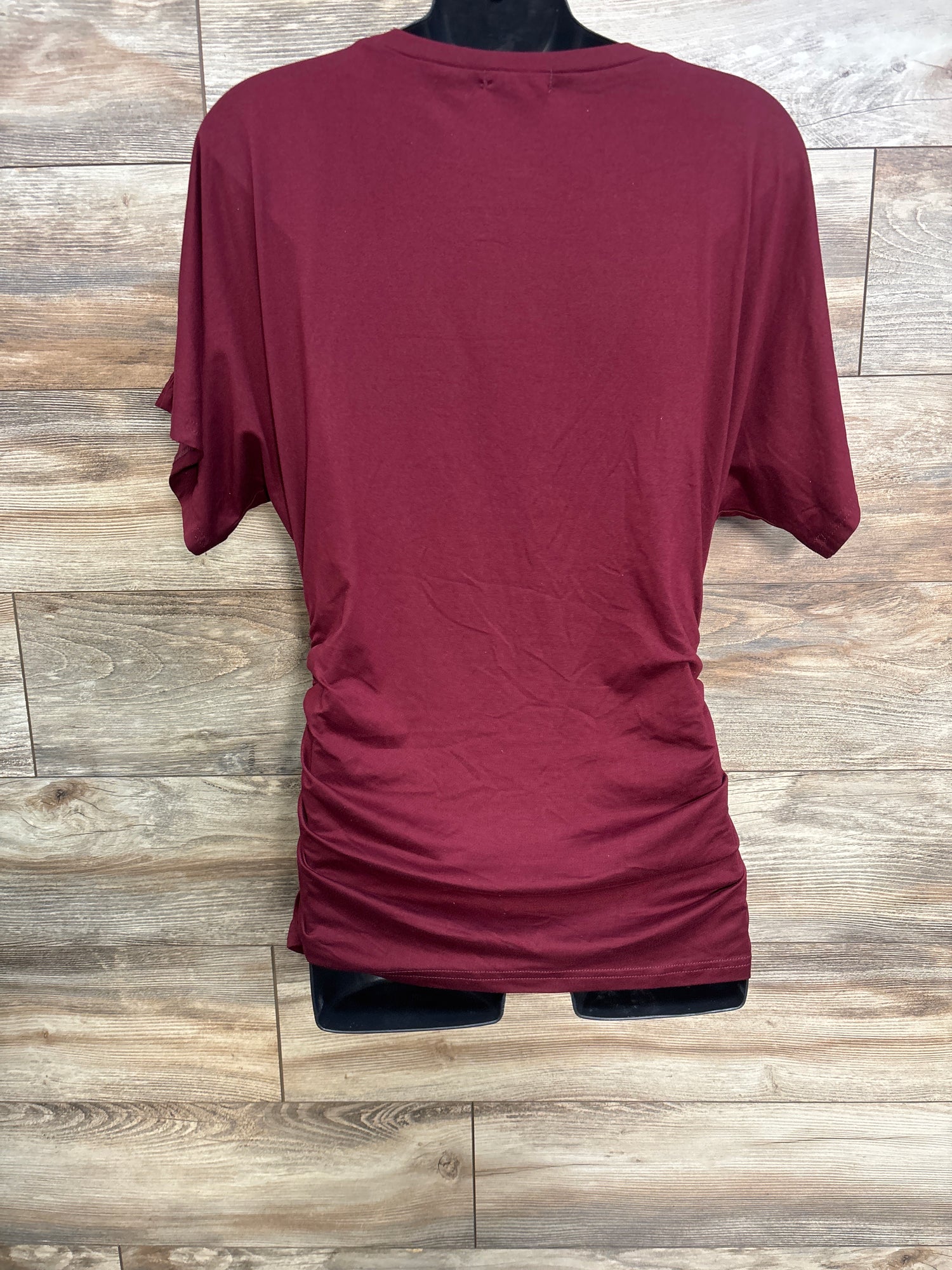 Ekouaer Ruched Short Sleeve Shirt Red sz Medium