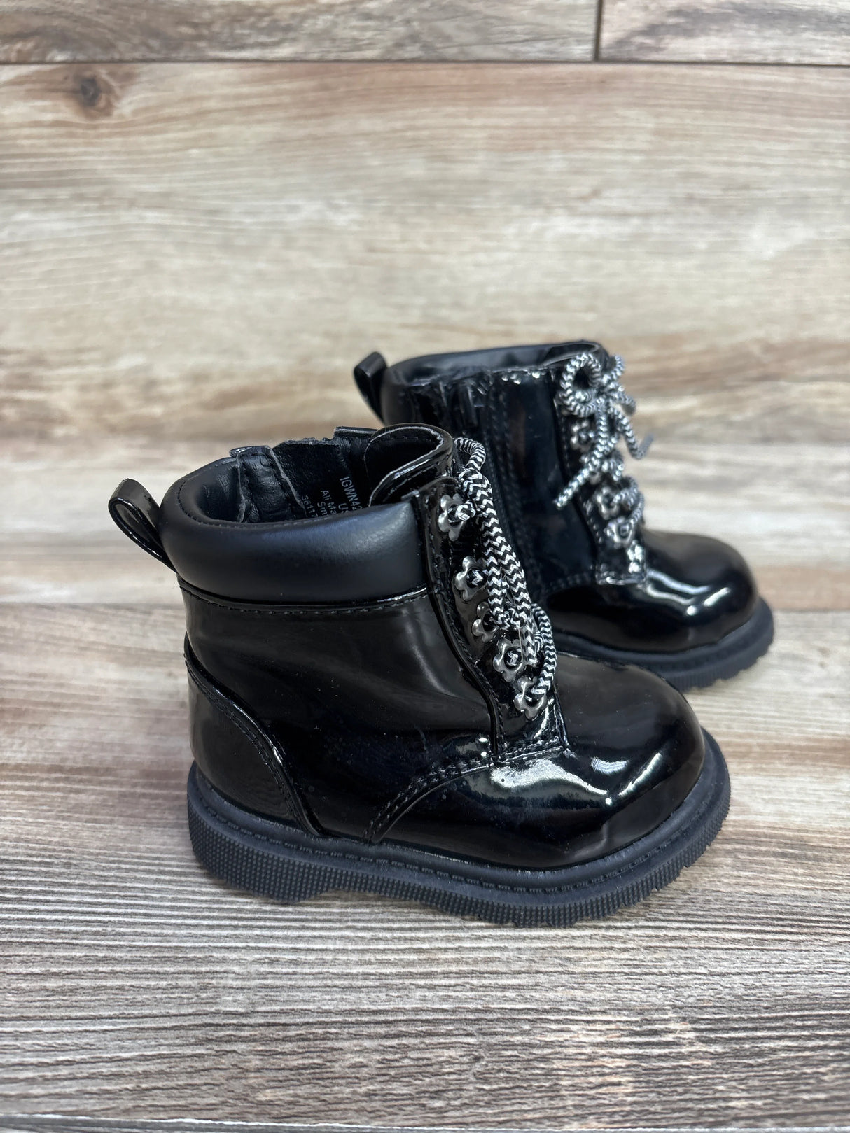 Wonder Nation Patent Leather Combat Boots Black sz 3c