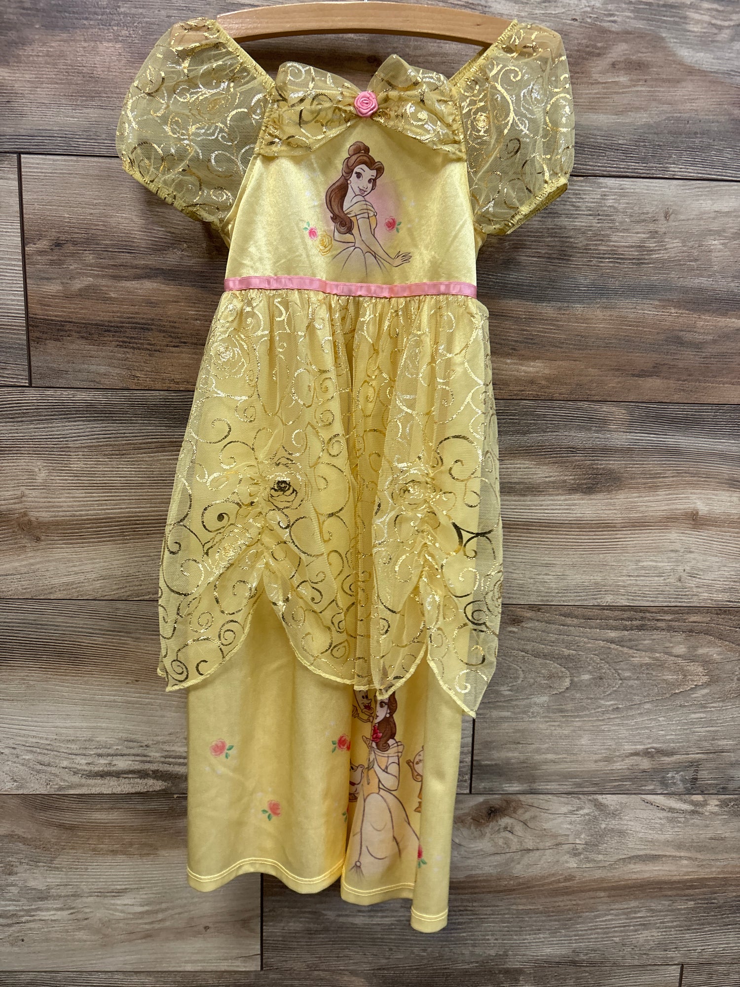 Disney Princess Beauty and The Beast Fantasy Nightgown Yellow sz 4T