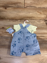 NEW Bluey 2pc Shirt & Chambray Shortalls Set Green sz 3/6m