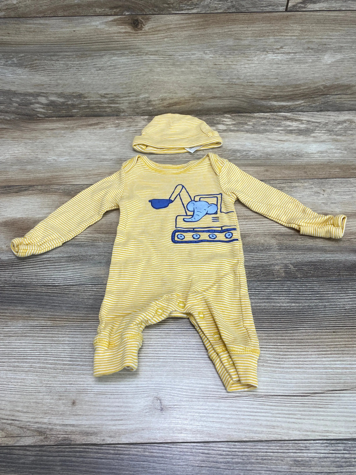 Carter's 2pc Striped Coverall & Hat Yellow sz Newborn