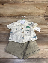 NEW Little Planet 2Pc Organic Fish Print Set Ivory sz 6m