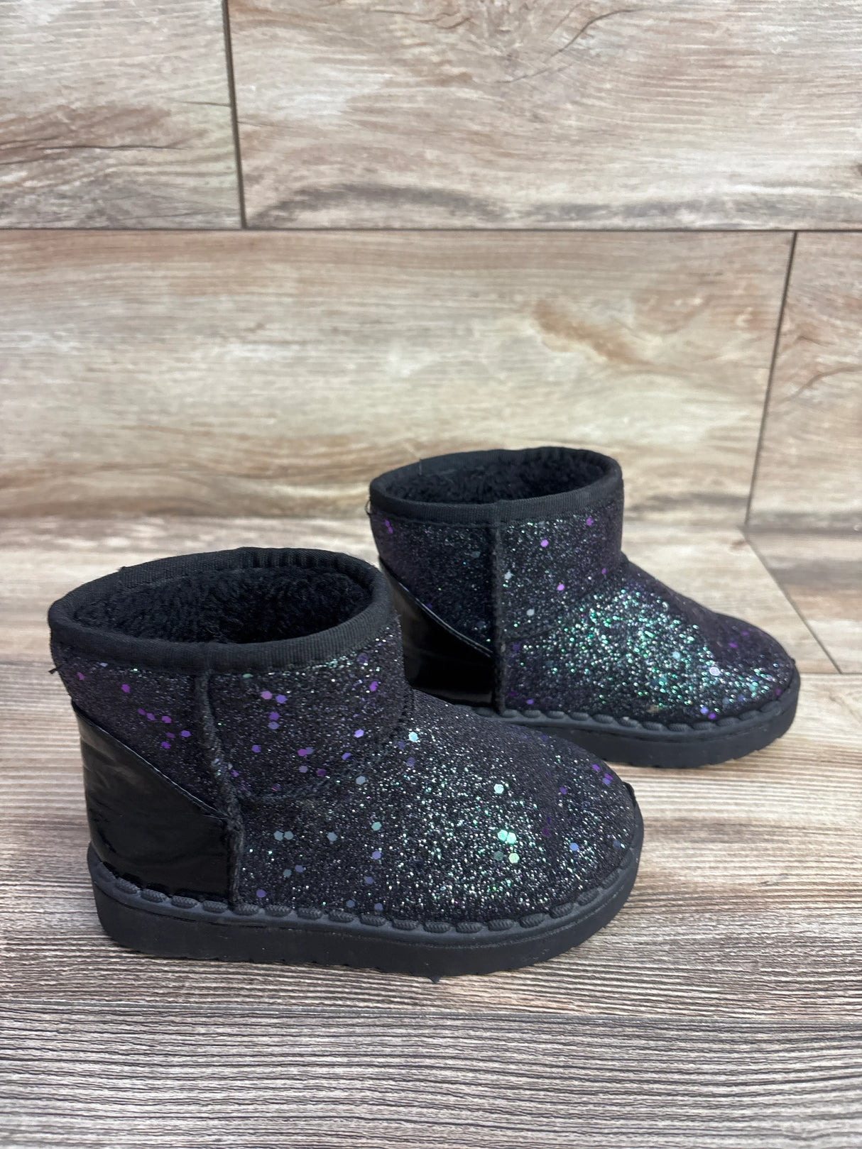 Xinke Fur Lined Glitter Boots Black sz 10/11c