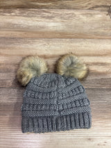 C.C Kids Chunky Knit Pom-Pom Beanie Grey One Size