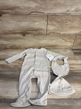 Burt's Bees Baby 3pc Ribbed Sleeper Set Beige sz 3-6m