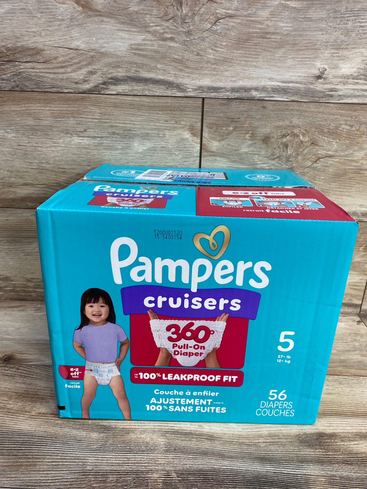 NEW Box of Pampers Cruisers 360 Diapers 56ct. Size 5