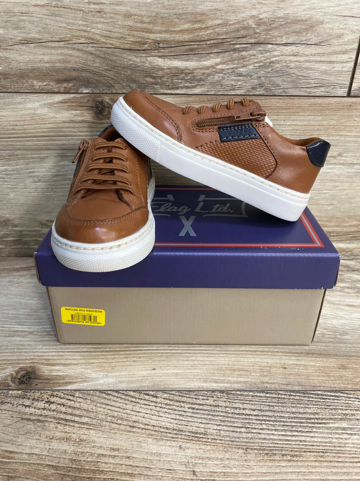 NEW Flag Ltd. Cameron Leather Zip Oxford Sneakers Tan sz 9c