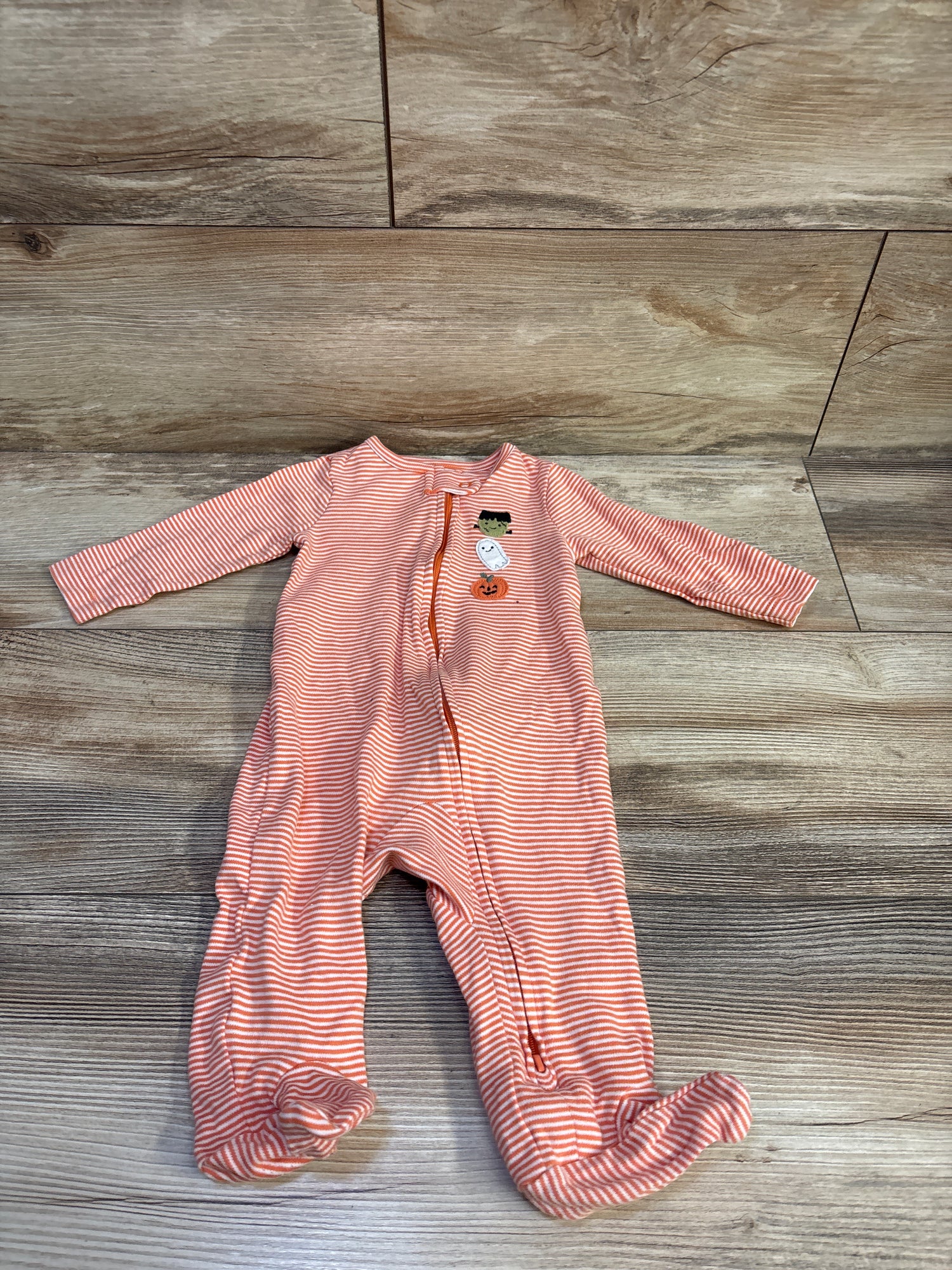 Just One You Striped Halloween Sleeper Orange sz 6m