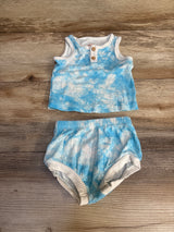 Cat & Jack 2pc Ribbed Henley Tie-Dye Tank & Bloomers Set Blue sz 0-3m