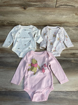 Disney Baby 3pk Long Sleeve Winnie The Pooh Bodysuit Set Pink sz 3-6m