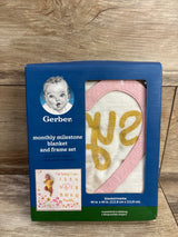 NEW Gerber Girls Monthly Milestone Blanket & Frame Set