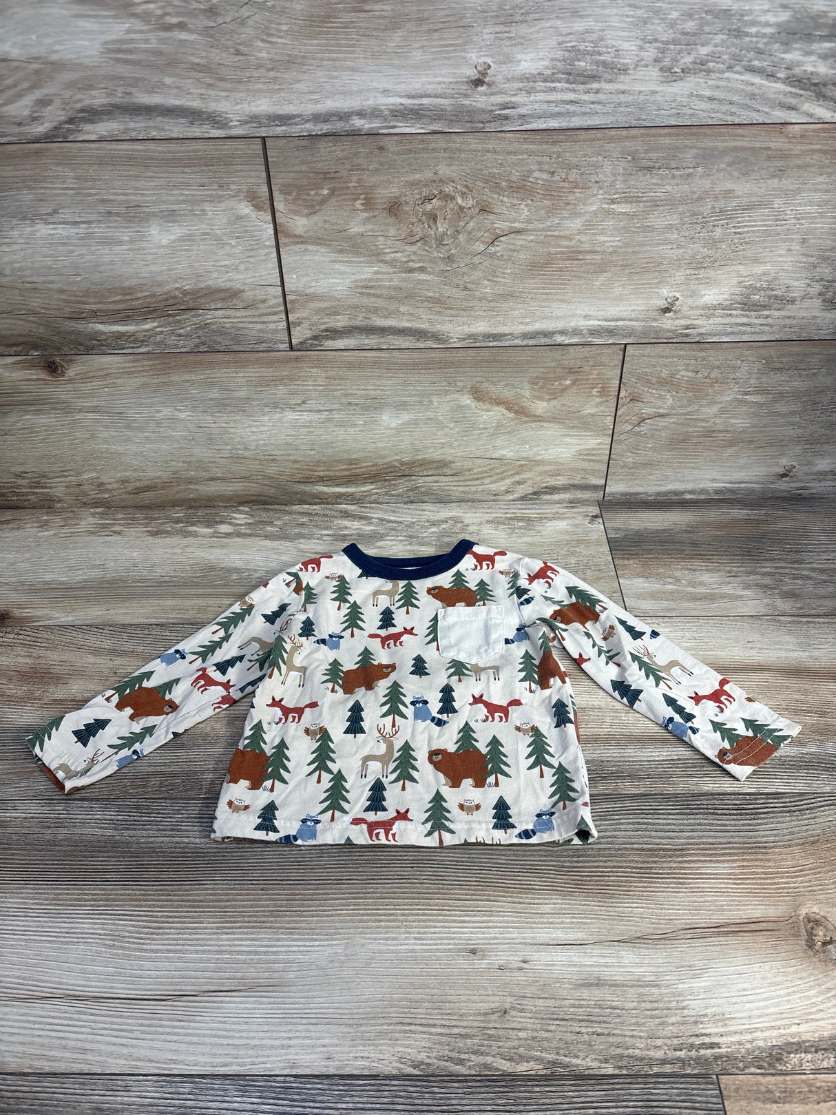 Children's Place Animal Print Long Sleeve Shirt Cream sz 12-18m