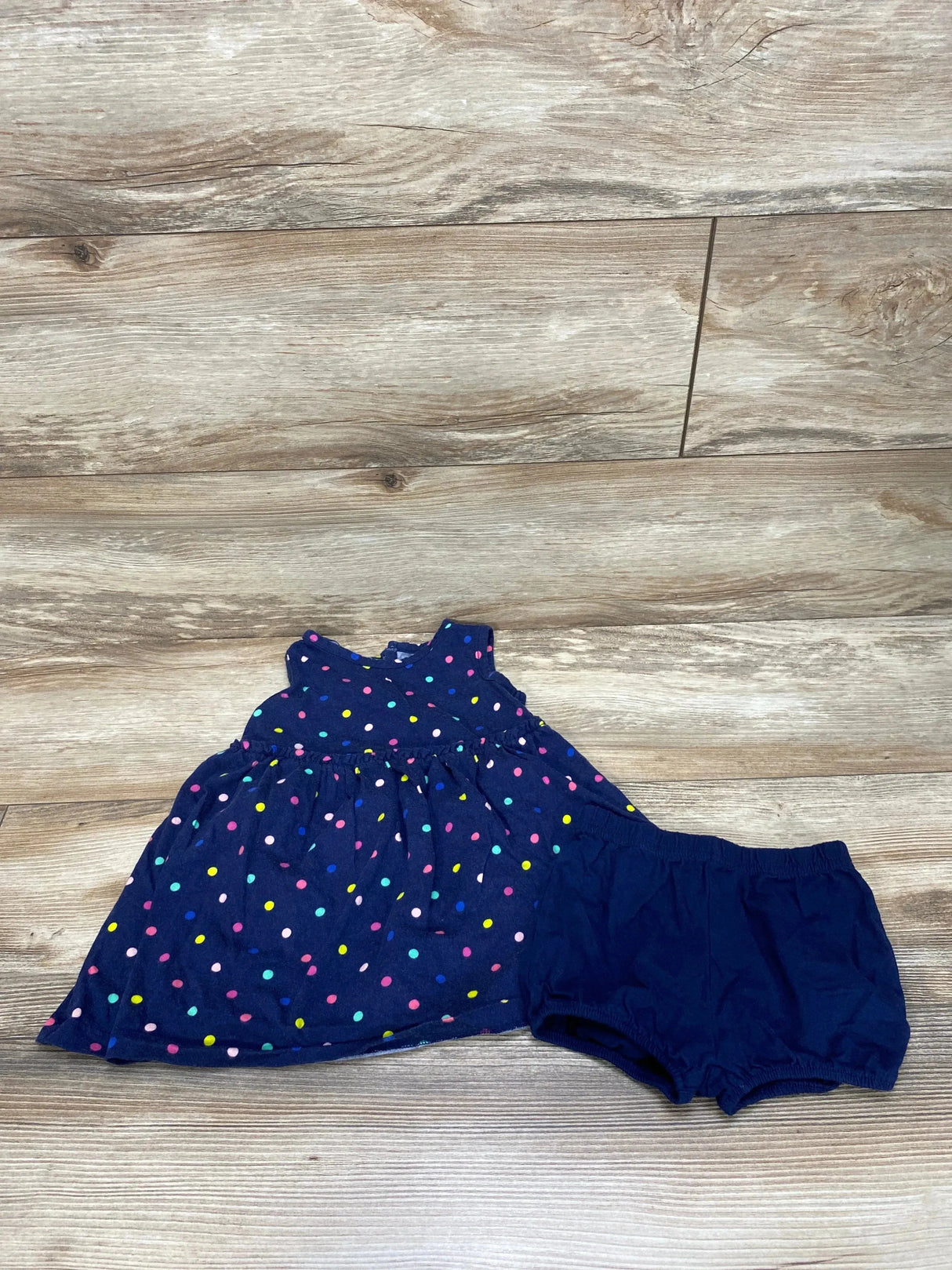 Simple Joys 2pc Polka Dot Tank Dress & Bloomers Navy sz 18m