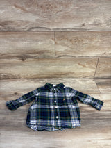 Baby Gap Plaid Button Up Flannel Shirt Green sz 12-18m