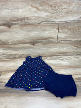 Simple Joys 2pc Polka Dot Tank Dress & Bloomers Navy sz 18m