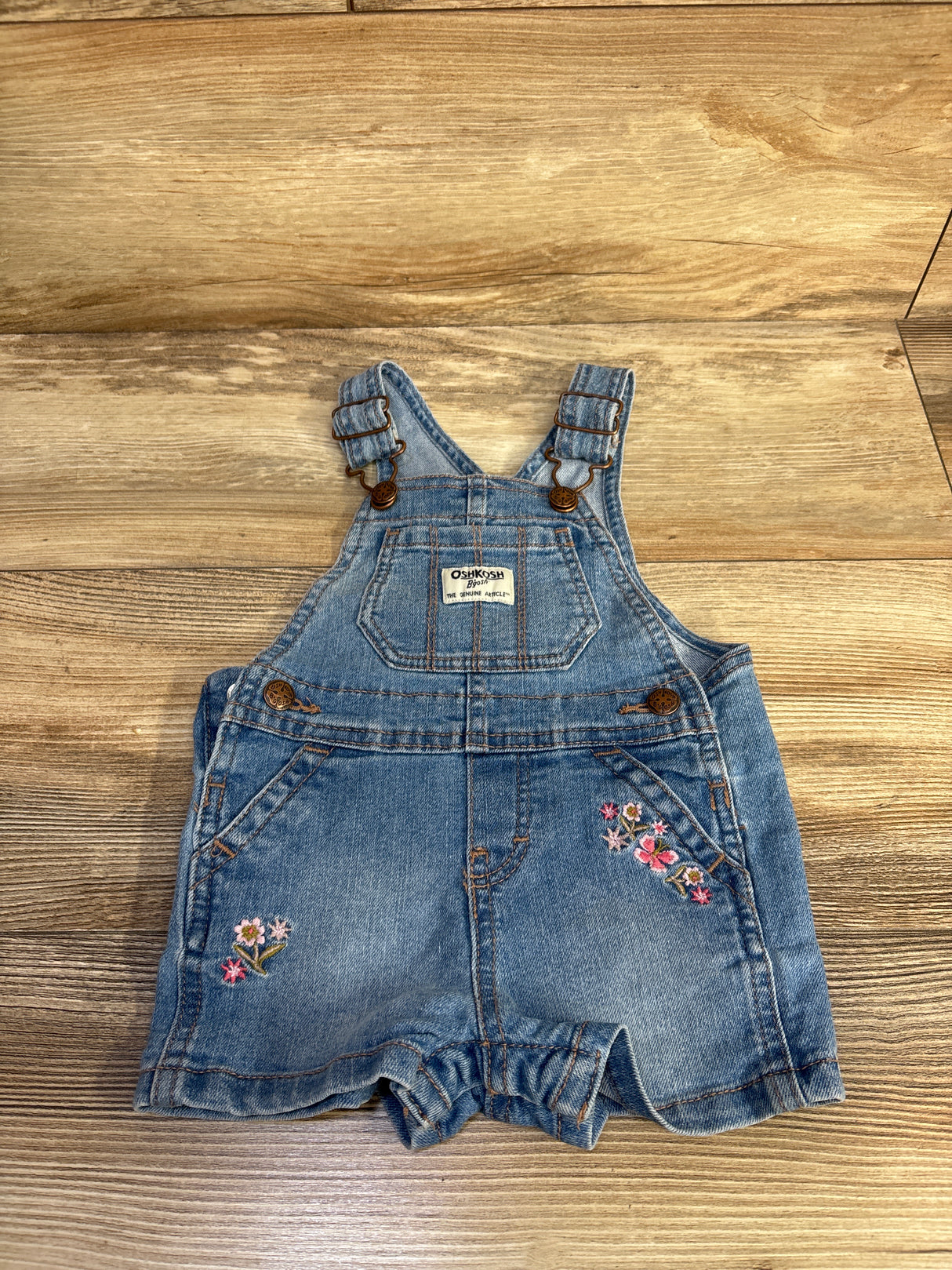 Oshkosh Floral Embroidery Shortalls Blue sz 9m