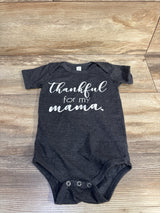 Bella + Canvas Thankful For My Mama Bodysuit Grey sz 12-18m