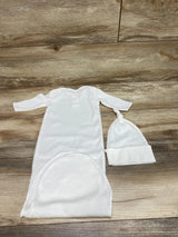 Toby Ribbed Knot Gown & Hat White sz 0-3m