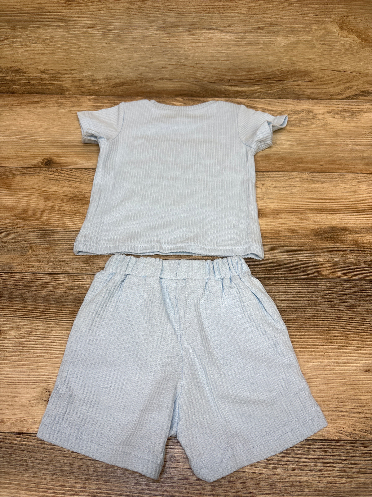 NWOT Sejardin 2pc Thermal Knit Dad's Little Dude Shirt & Shorts Blue sz 12m