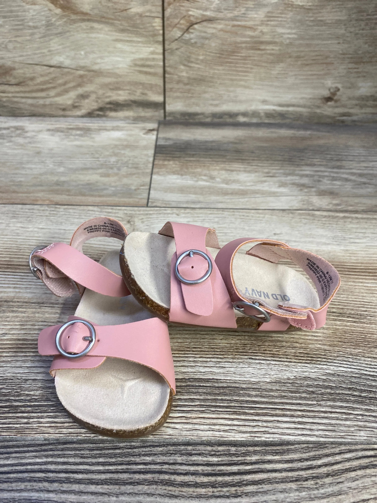 Old Navy Faux-Leather Double-Buckle Sandals Pink sz 3c