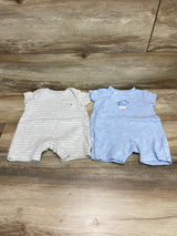 Mothercare 2pk Elephant Shortie Rompers Blue/Grey sz 1-3m