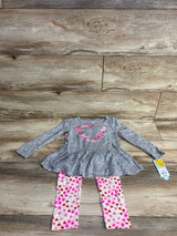 NEW Cat & Jack 2pc Floral Peplum Shirt & Bottoms Set Grey sz 4T