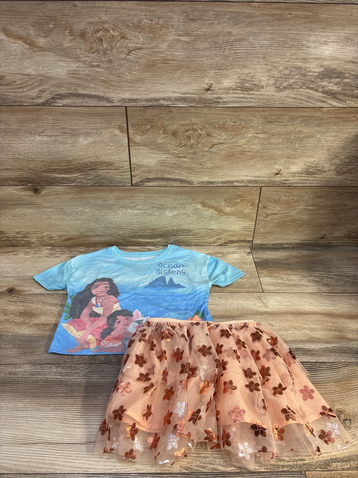 Disney Moana 2 2pc Shirt & Skirt Set Blue sz 3T