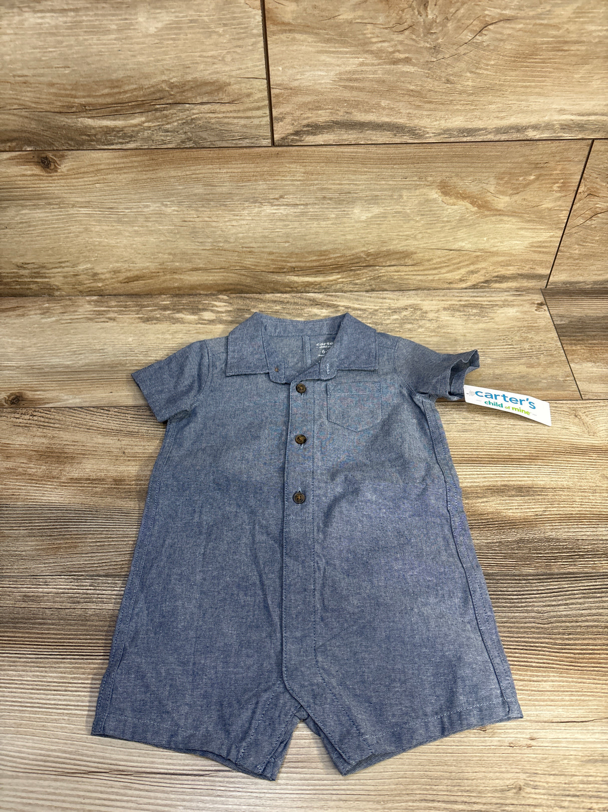 NEW Child of Mine Chambray Polo Shortie Romper Blue sz 6-9m