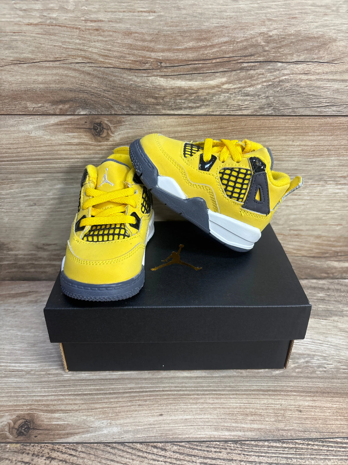 NEW Air Jordan 4 Retro TD 'Lightning' Sneakers sz 4c