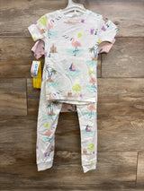 NEW Just One You 4pc Palm Tree Pajama Set Pink/White sz 4T