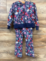 Epic Threads 2pc Floral Full-Zip Jacket & Joggers Set Navy sz 2T