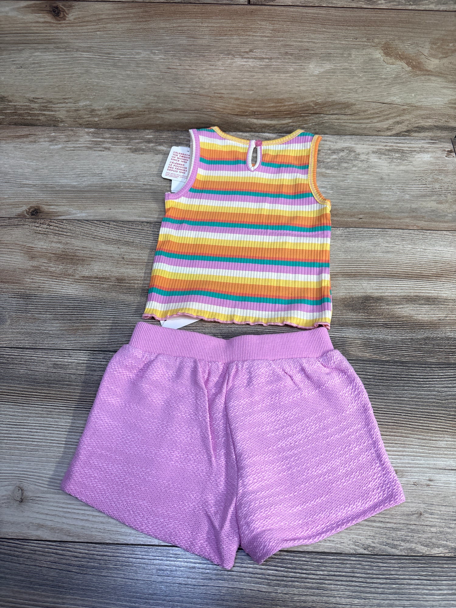 NEW Roxy 2pc Ribbed Tank Top & Shorts Set Yellow sz 24m