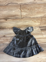 Wonder Nation Flutter Sleeve Metallic Dress Silver sz 18m