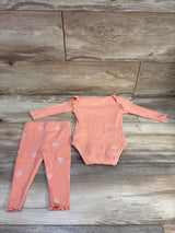 Pekkle 2pc Ribbed Bodysuit & pants Set Coral sz 6m