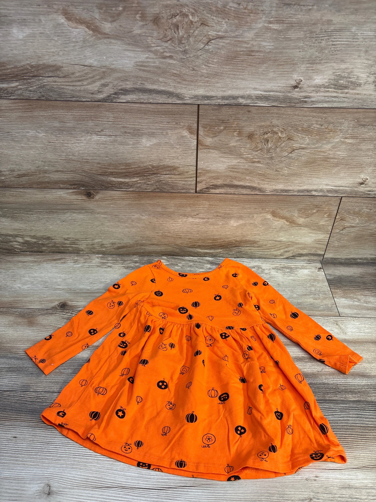 Cat & Jack Halloween Long Sleeve Dress Orange 3T