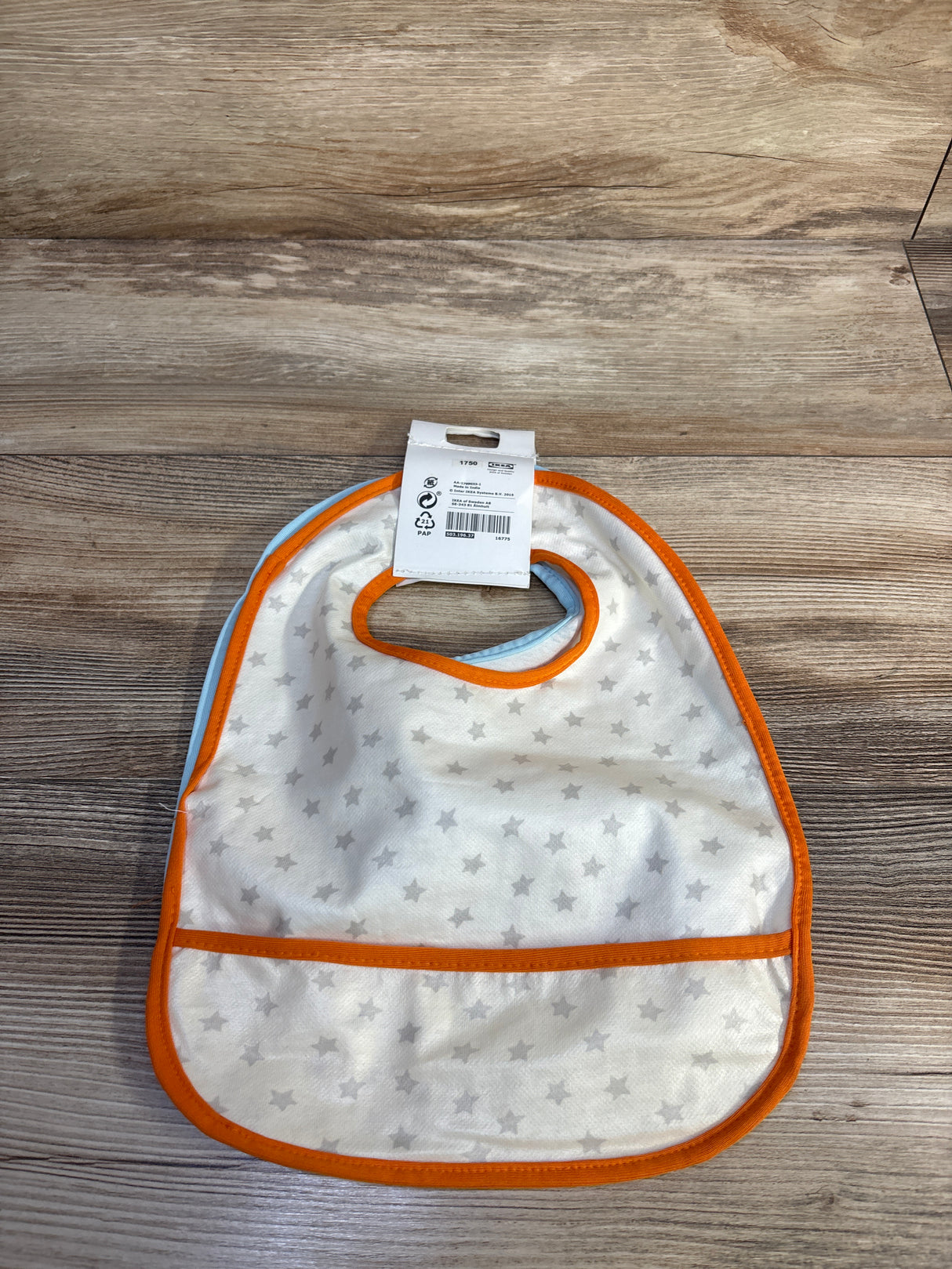 NEW IKEA Stjarnbild 2pk Baby Bibs with Crumb Catcher sz 0-24m