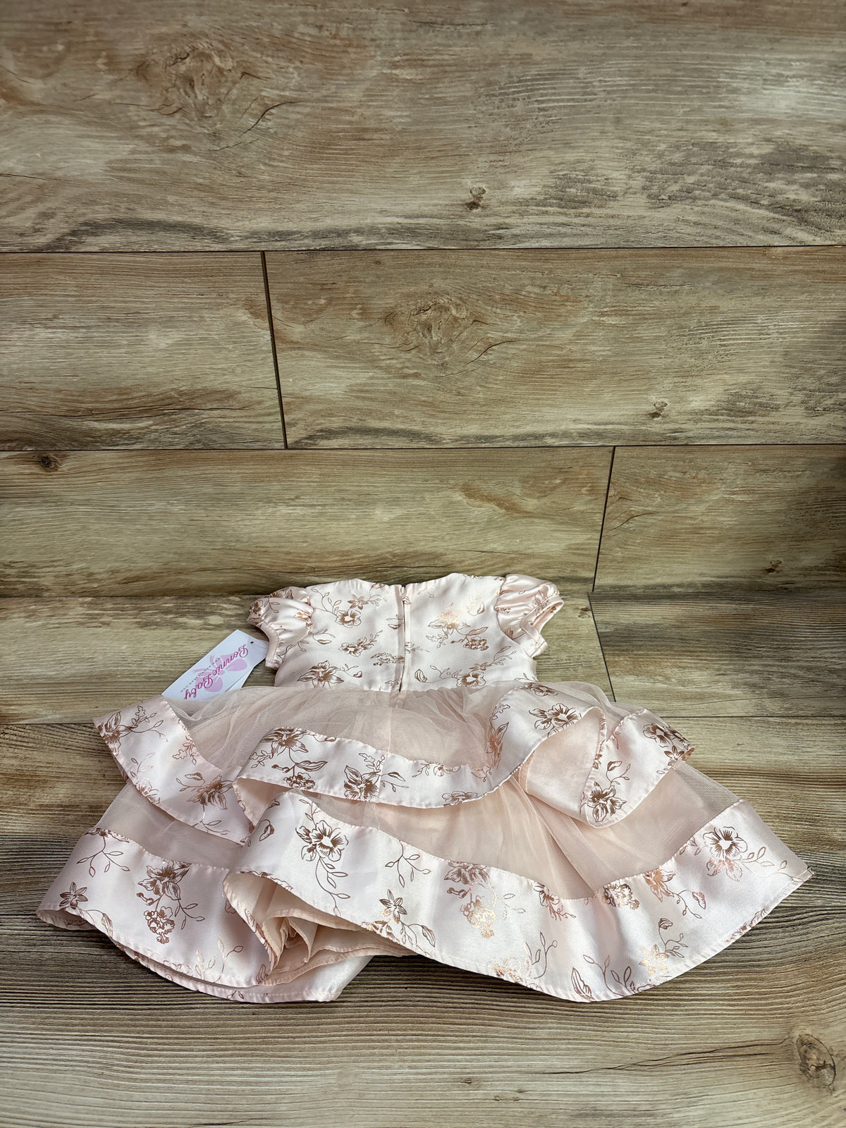 NEW Bonnie Baby 2pc Cap Sleeve Foiled Dress & Bloomers Set Pink sz 18m