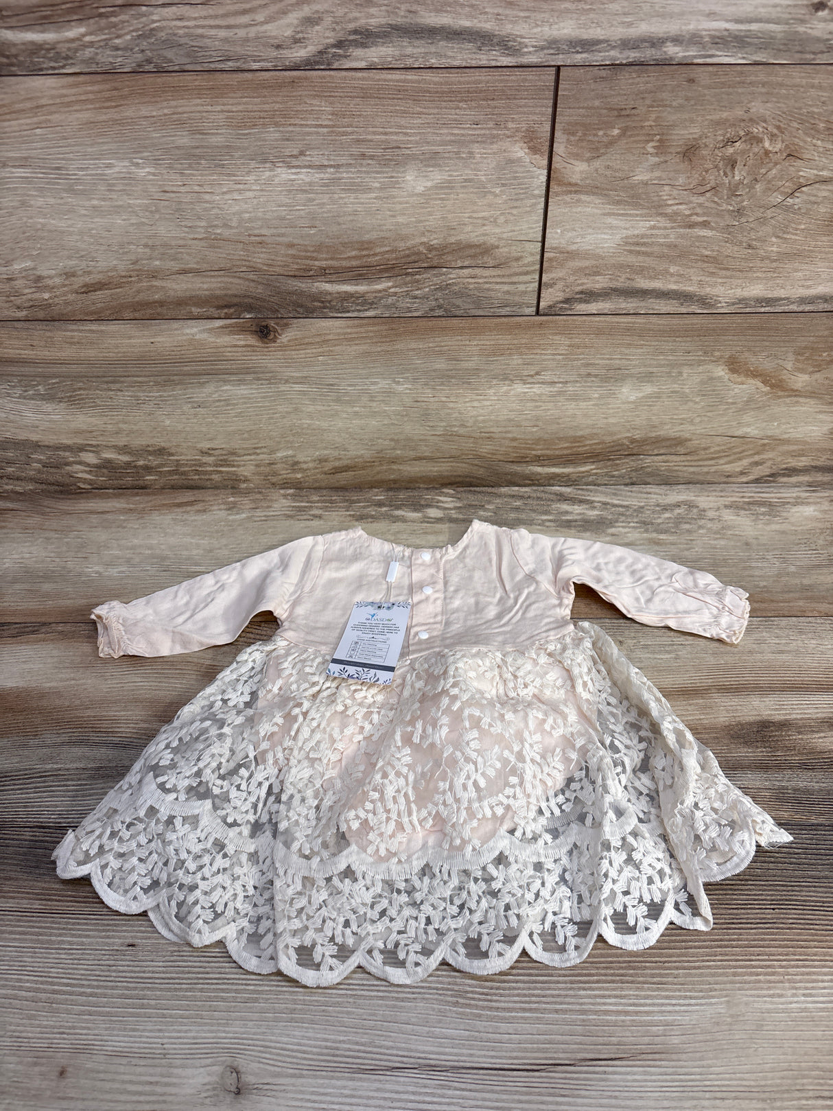 NEW ODASDO Lace Overlay Bodysuit Dress Cream sz 6-9m