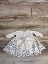 NEW ODASDO Lace Overlay Bodysuit Dress Cream sz 6-9m