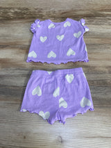 Cat & Jack 2pc Heart Print Shirt & Shorts Purple sz 0-3m