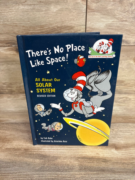 Children's book titled 'There's No Place Like Space!' about the solar system featuring the Cat in the Hat in astronaut gear
