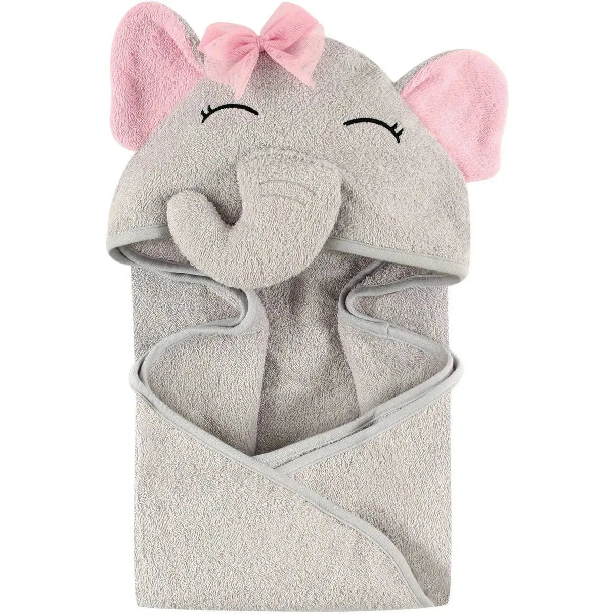 NEW Hudson Baby Hooded Towel Pretty Elephant, Grey