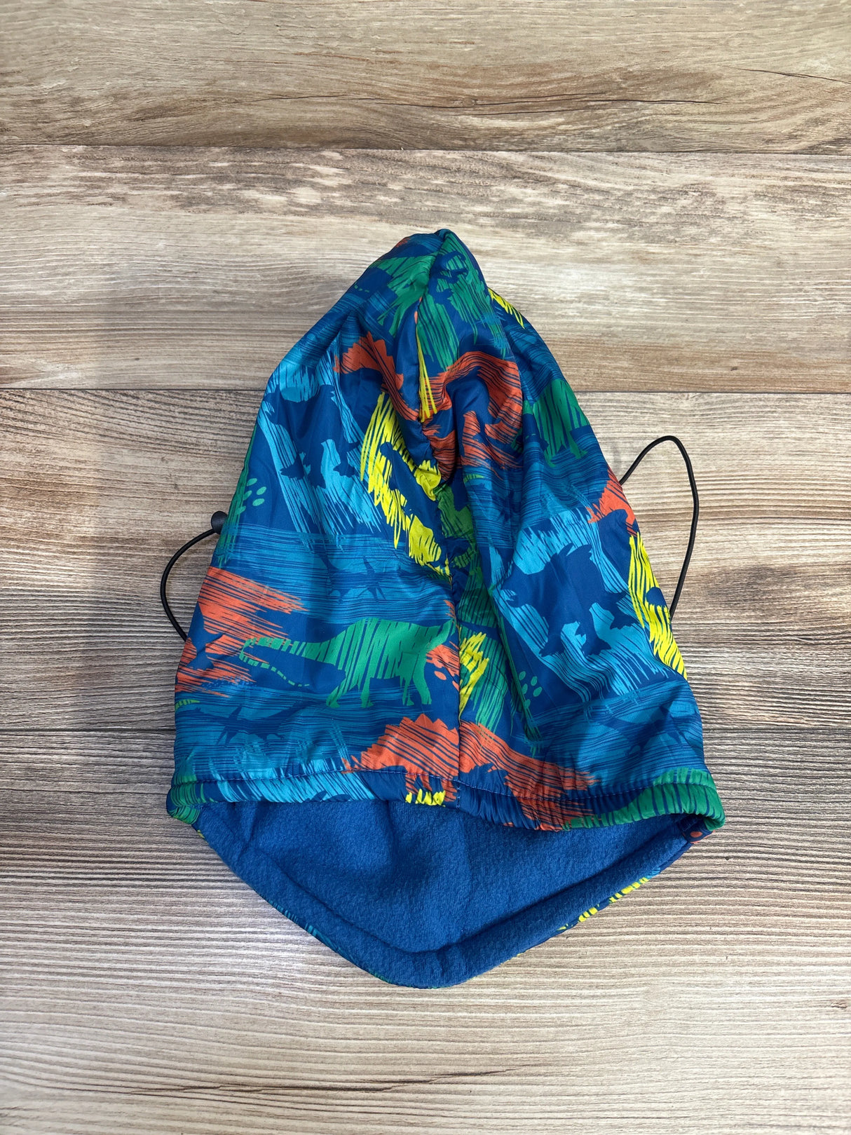 Fleece Winter Hood, Blue Dino Print