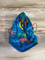 Fleece Winter Hood, Blue Dino Print