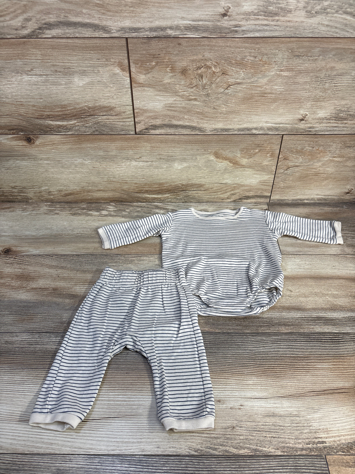 H&M Organic 2pc Striped Long-Sleeve Bodysuit & Pants Set Cream sz 3m