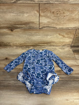 Kate Quinn Long Sleeve Ruffle Leg Bodysuit in Blue Firebird sz 12-18m