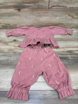 Kate Quinn 2pc Long Sleeve Peplum Top & Pants Set Pink sz 6-12m
