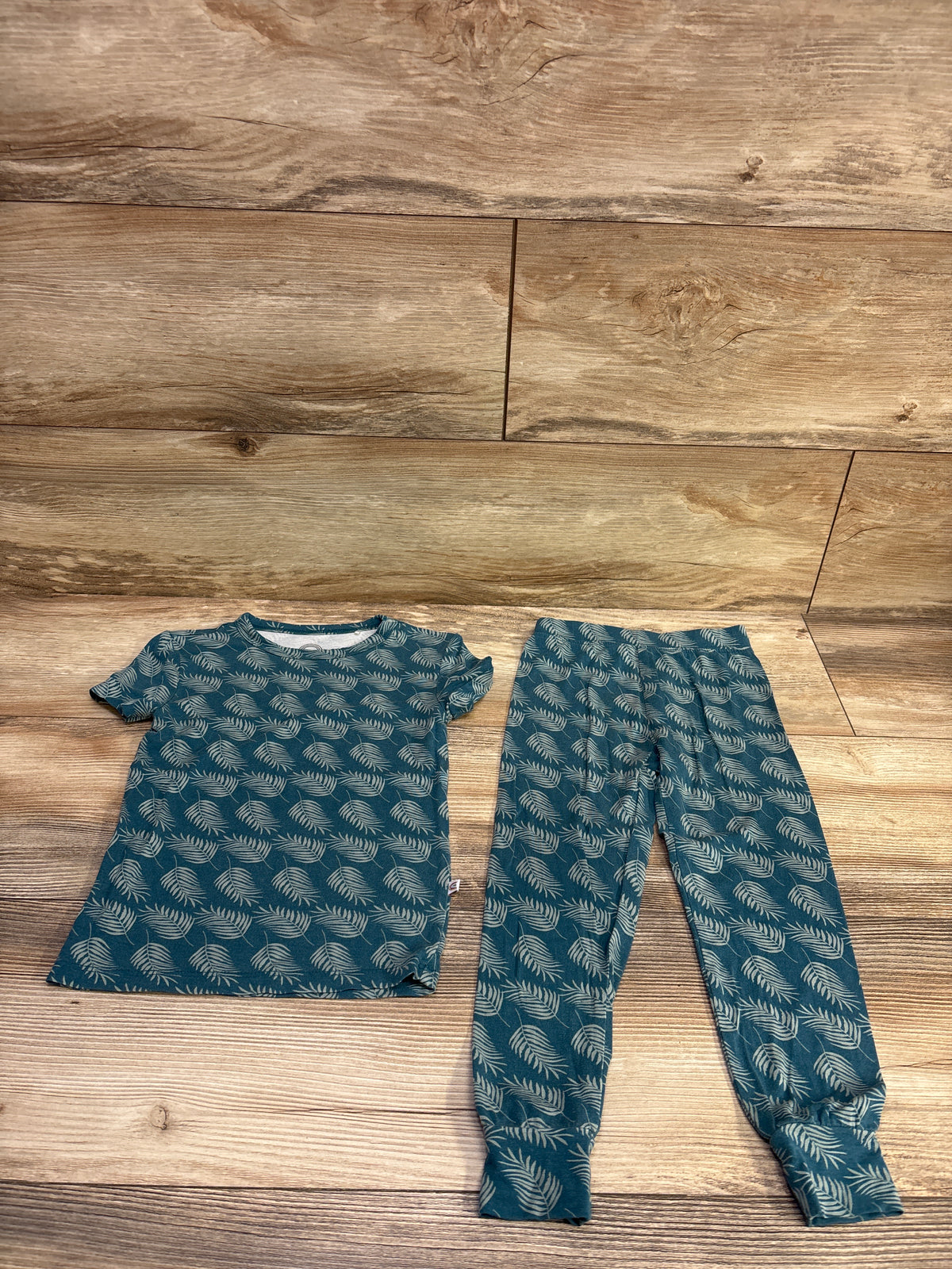 Emerson & Friends 2pc Palm Leaf Bamboo Pajama Set Blue sz 2T