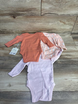 NEW Cloud Island 3pk Rainbow Bodysuit Set Peach sz 0-3m